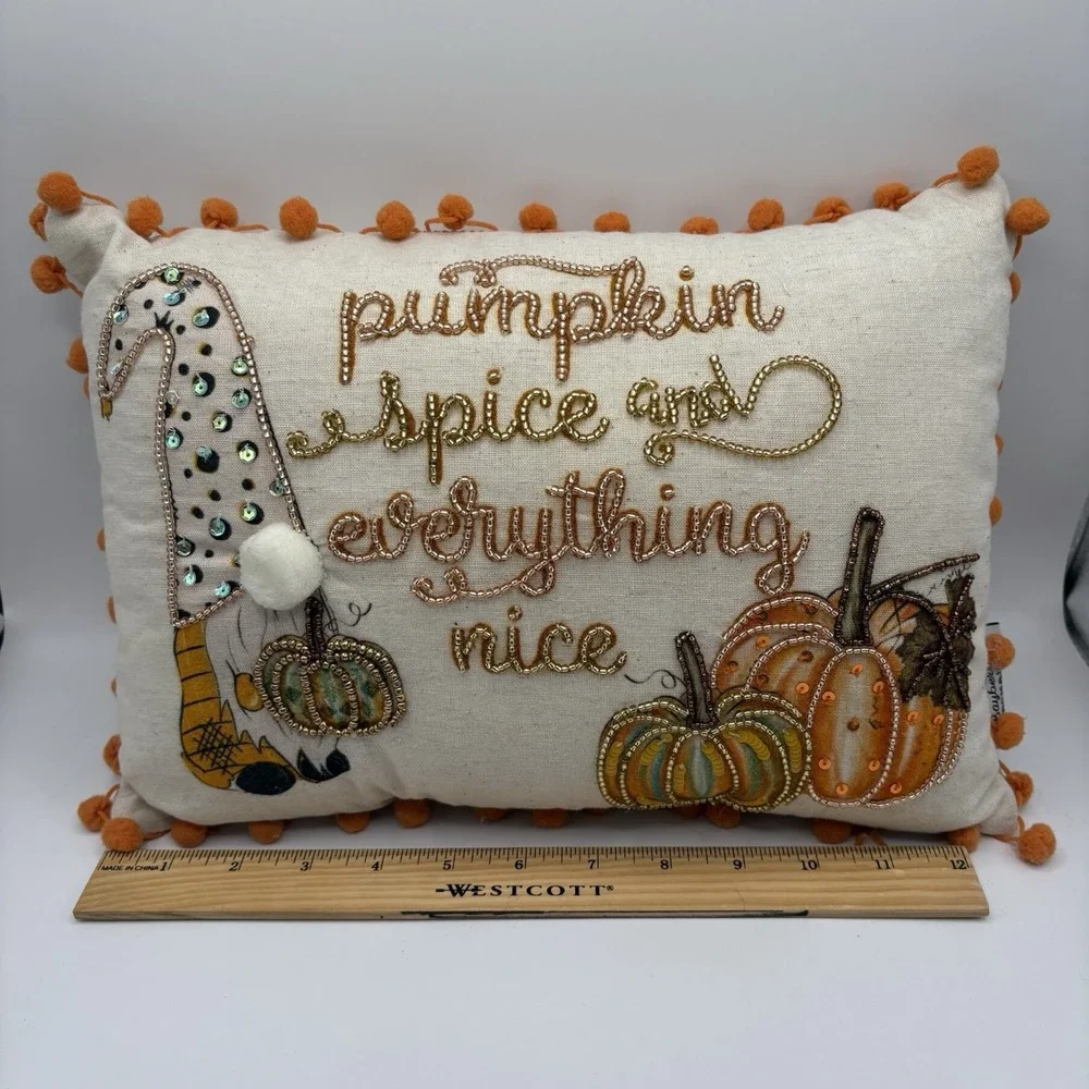 Bayberry Orchards Fall Pumpkin Spice And Everything Nice Pillow Tassels